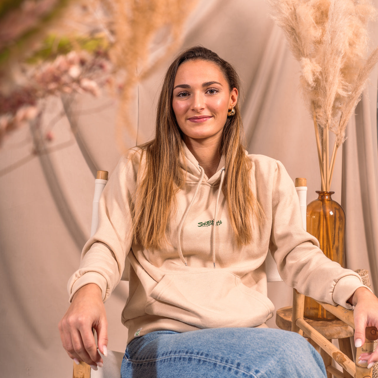 Beige Stéphanoise hooded sweatshirt