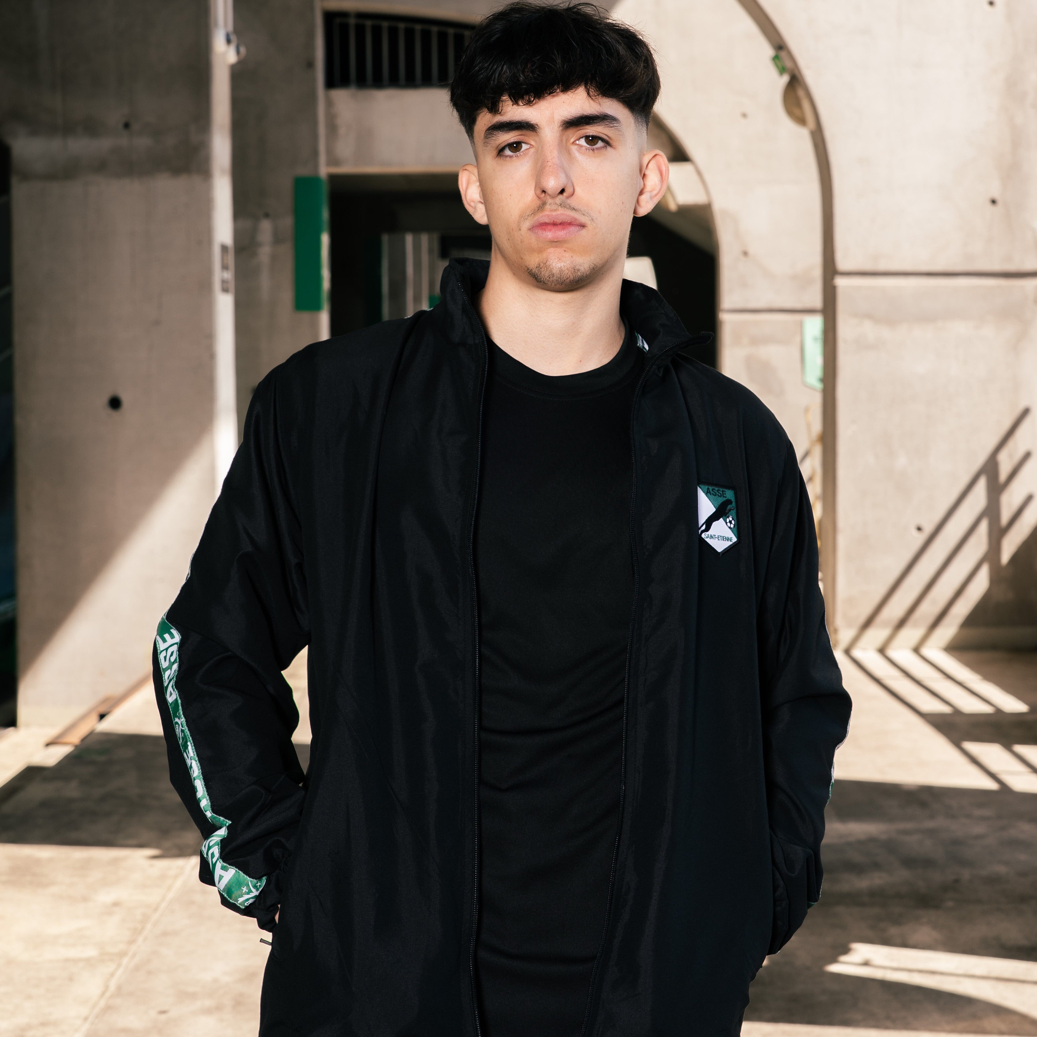 Veste de survêtement microfibre héritage noire