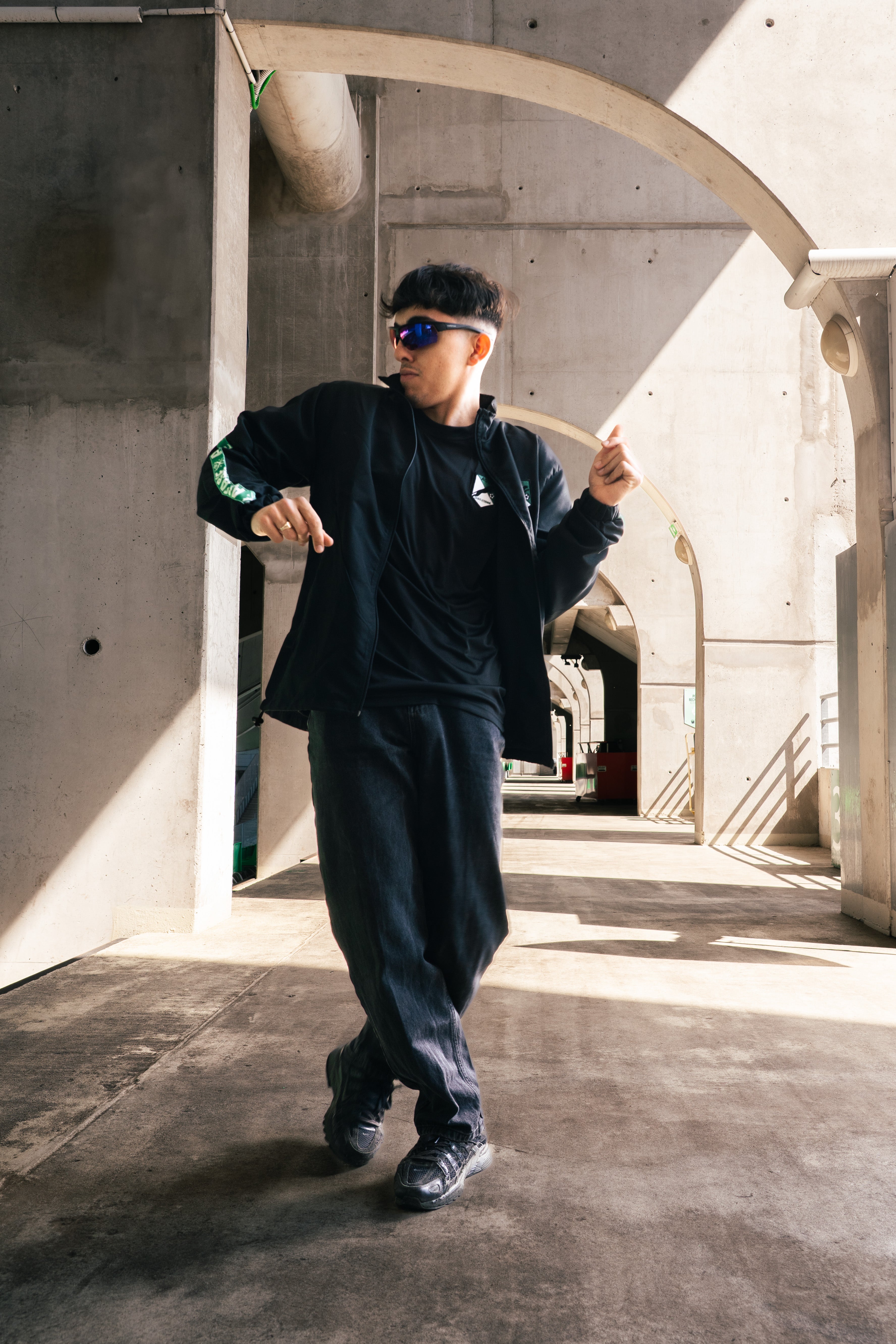 Veste de survêtement microfibre héritage noire