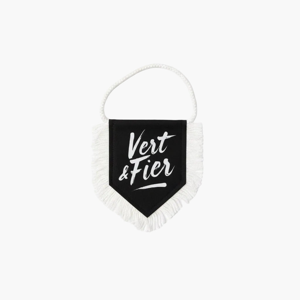 GREEN AND PROUD WHITE AND BLACK PENNANT