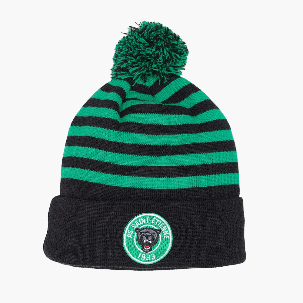 Bonnet enfant pompon rayure panthère polaire