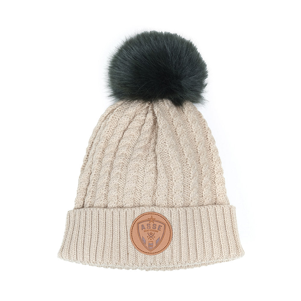 Bonnet pompon crème