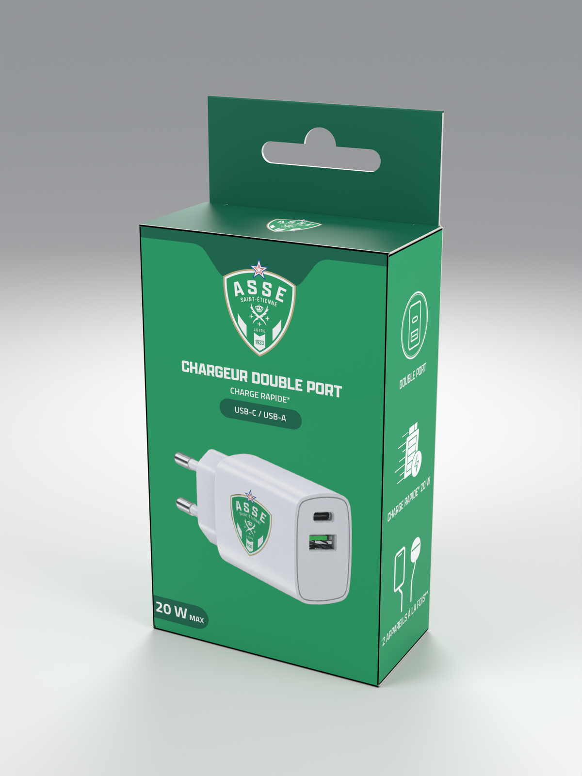 Chargeur 20W double port USB A+C