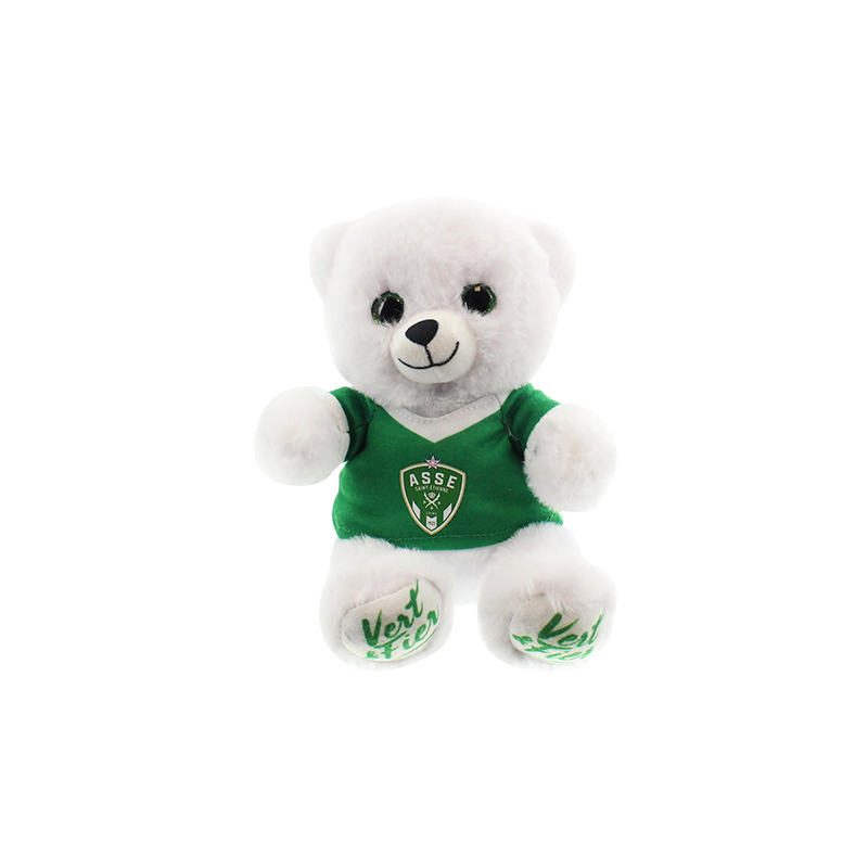 Peluche ours blanc gris vert et bleu Pommette destockage soldes