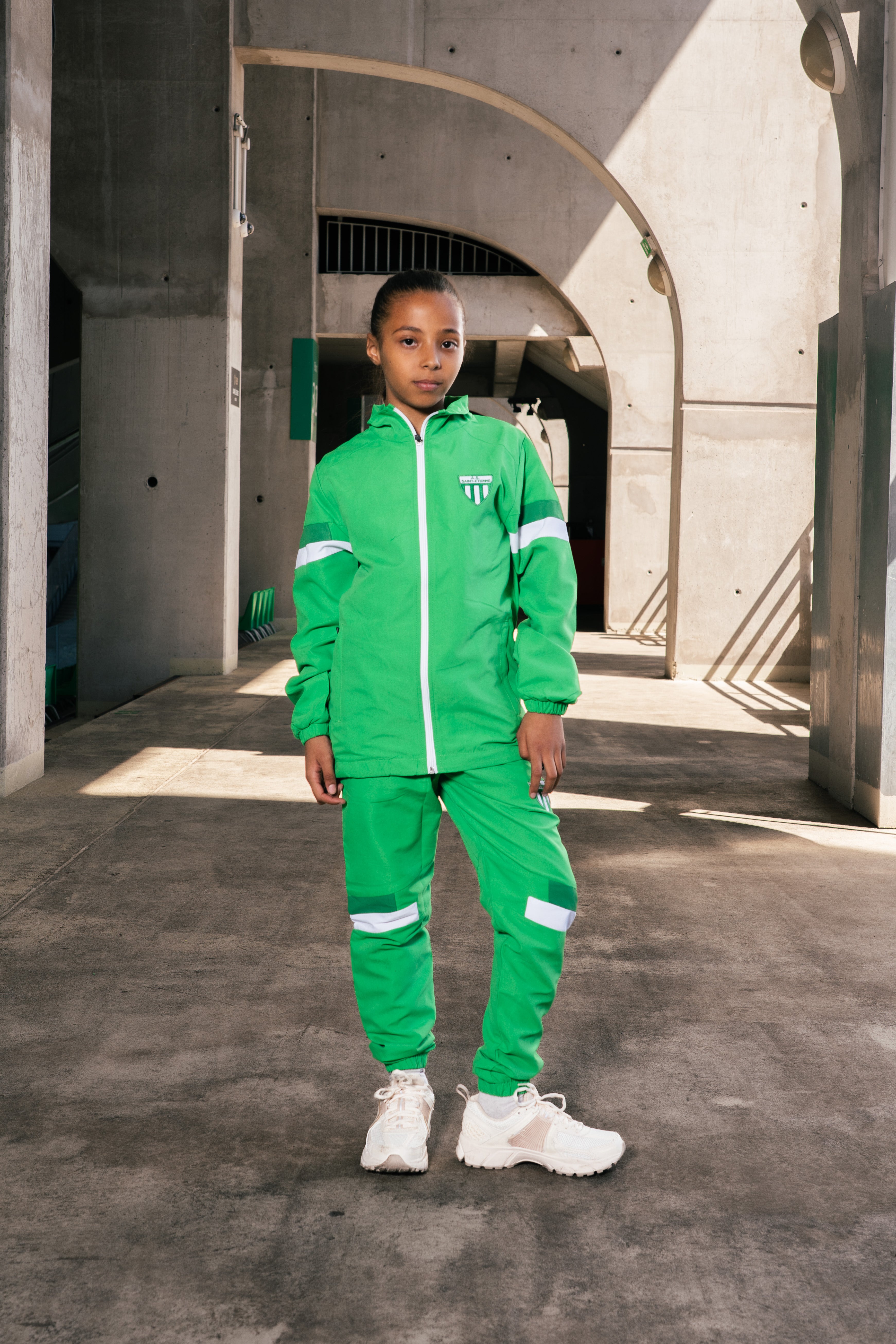 Veste de survêtement microfibre enfant héritage verte