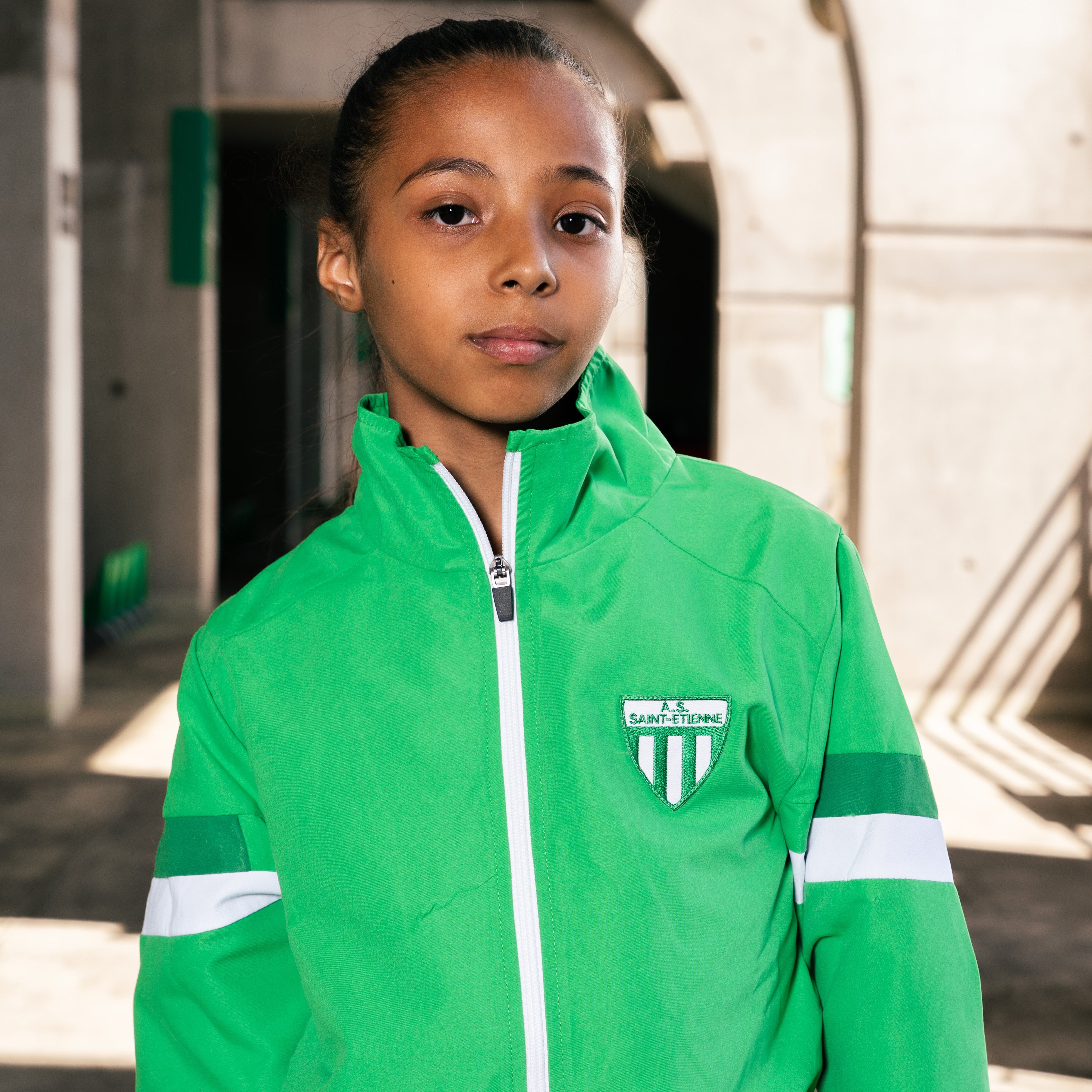 Veste de survêtement microfibre enfant héritage verte