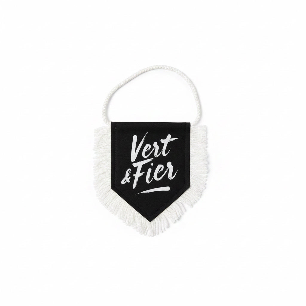 GREEN AND PROUD WHITE AND BLACK PENNANT