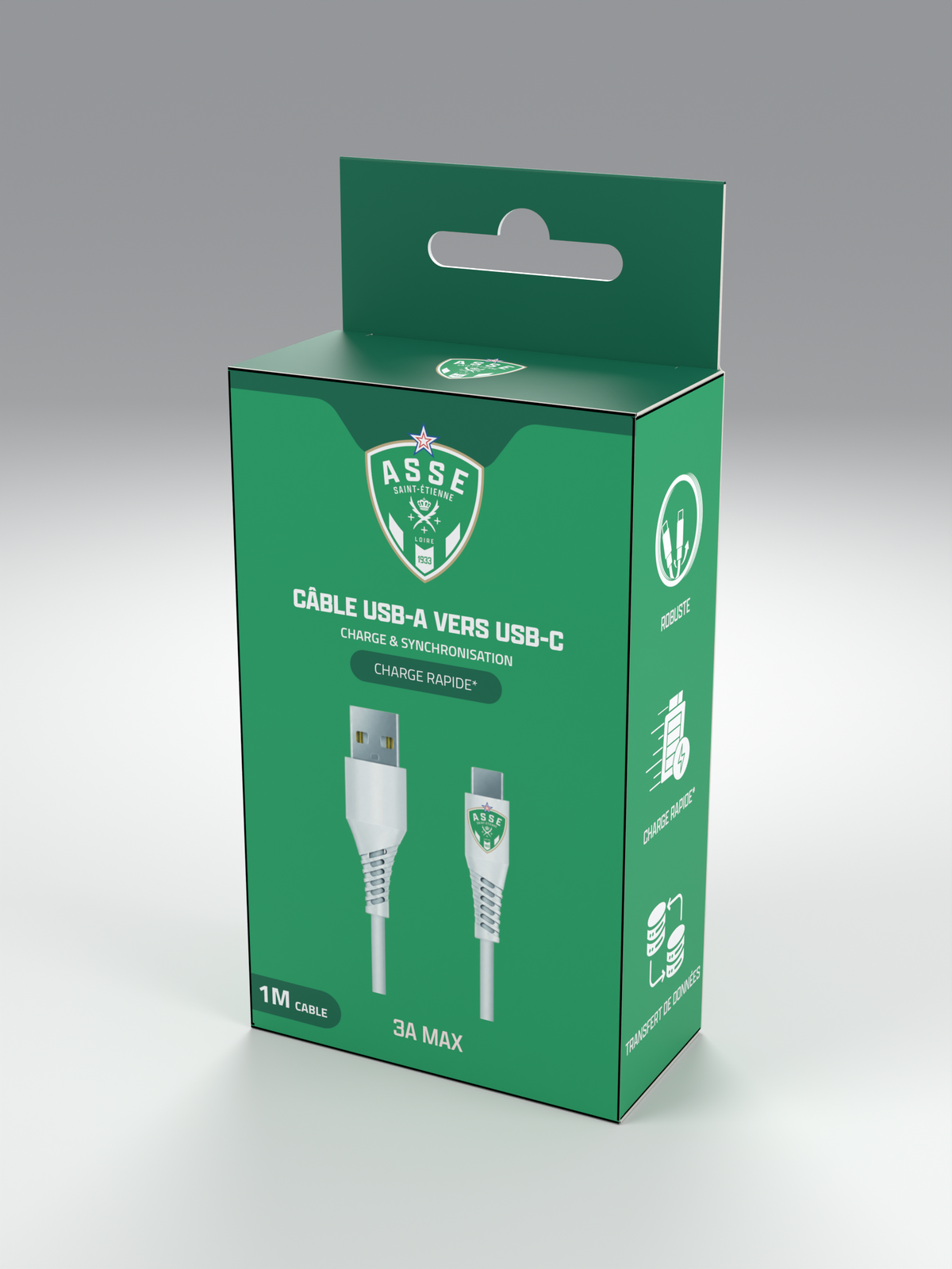 Câble USB-A vers USB-C blanc 1 m