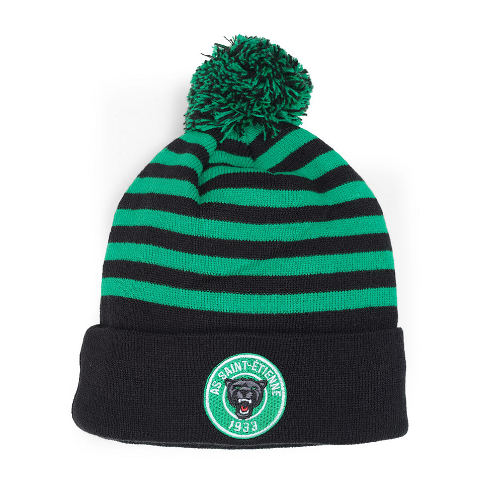 Bonnet enfant pompon rayure panthère polaire